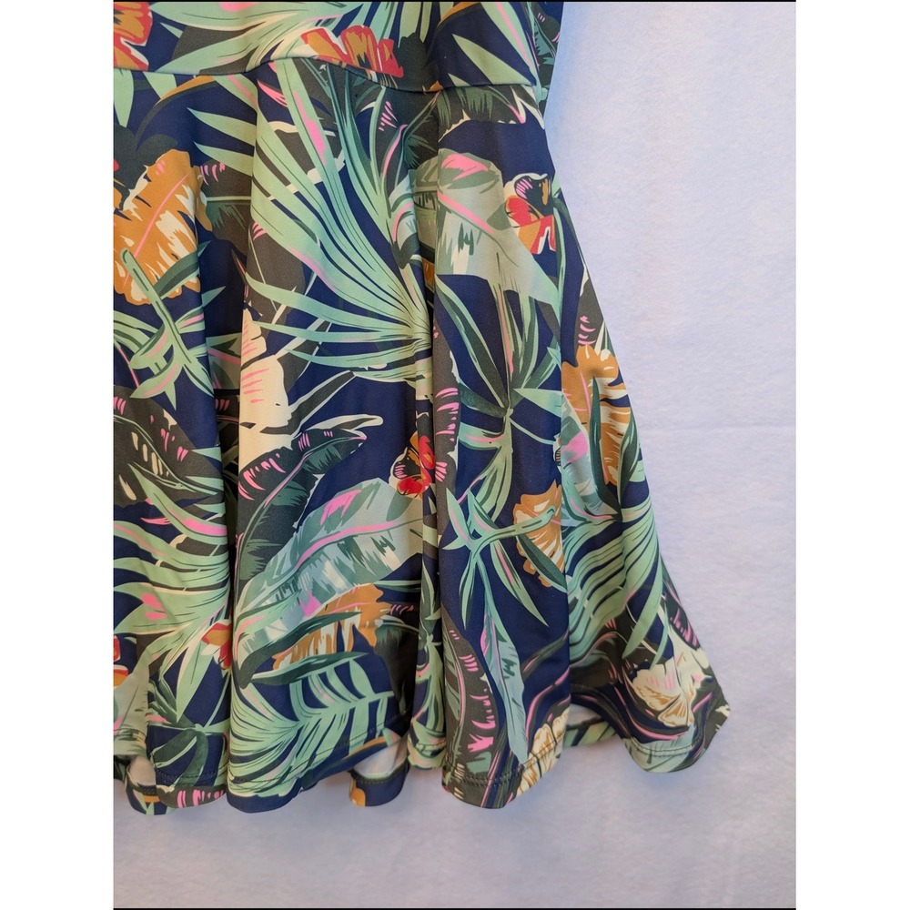 Shore Shapes Tropical Palm Print Swim Dress Navy Blue One Piece Size 10 2119-22A - Picture 13 of 16